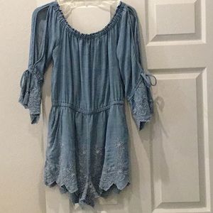 American Eagle light blue denim romper
